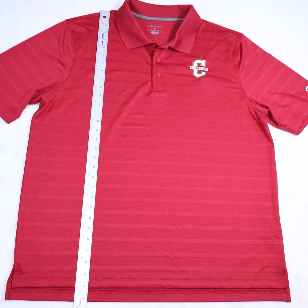Champion College of Charleston Mens Red Polo Shirt XL Striped Short Sleeve - Picture 4 of 9